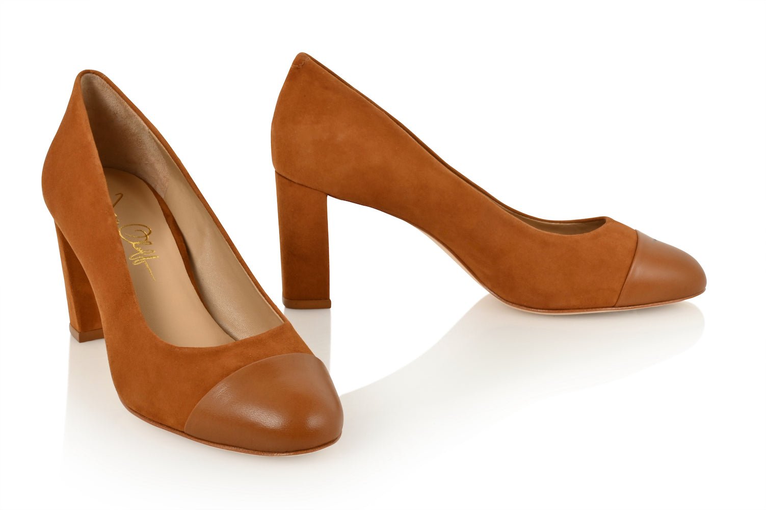Sandra Autumn Kid Suede/ Autumn Soft Lux Leather Cap Toe Comfortable Heel_3335