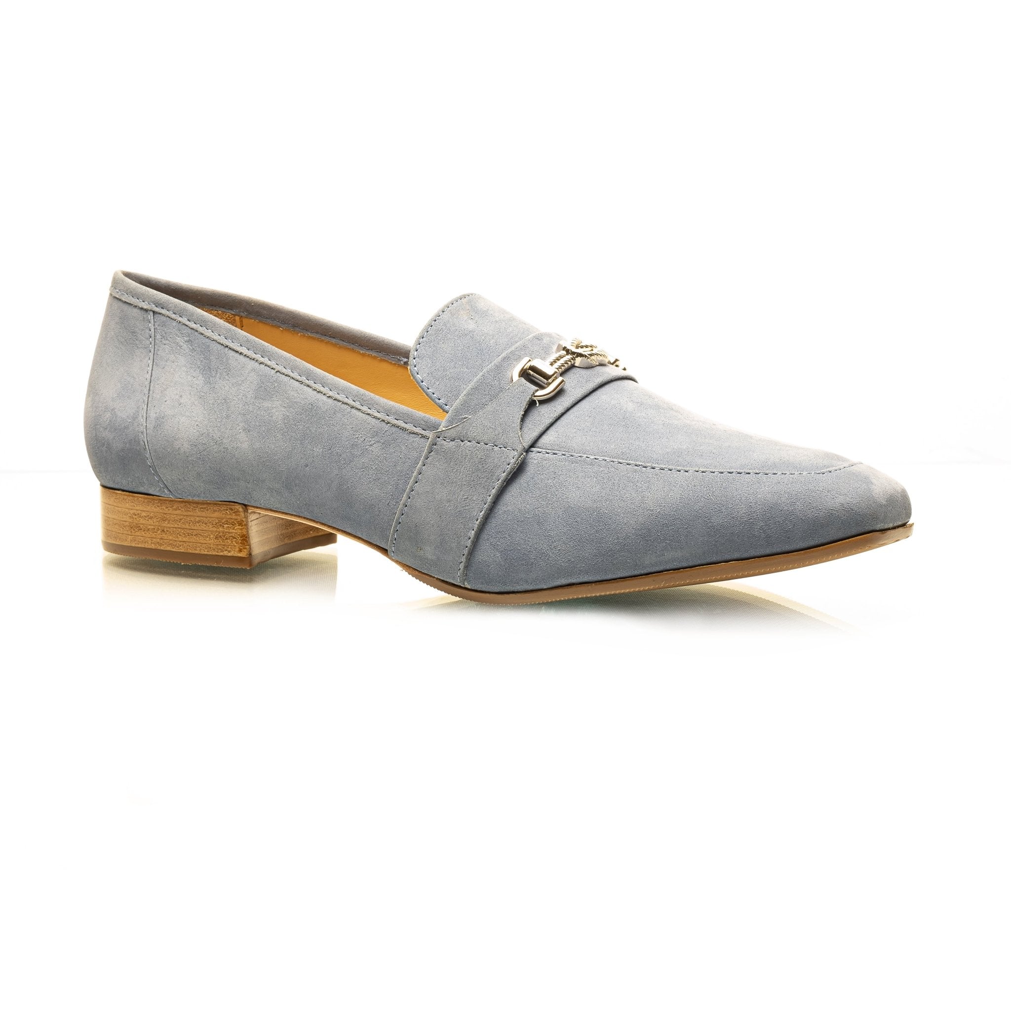 Adonis Blue Nubuck Leather Loafer Comfortable Heel_3522
