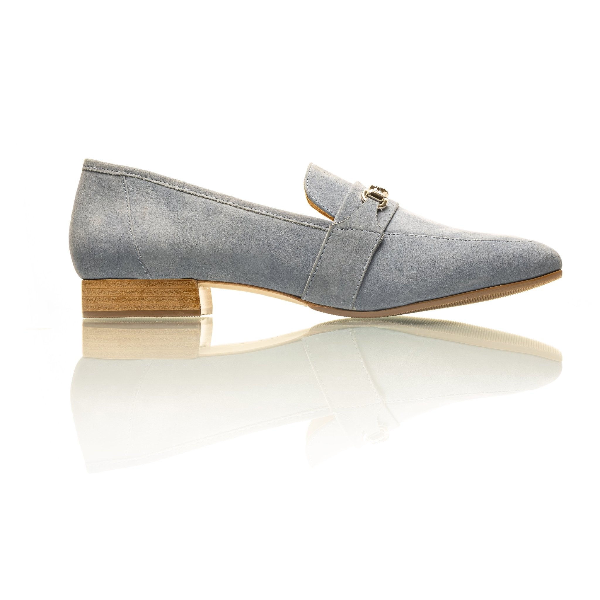 Adonis Blue Nubuck Leather Loafer Comfortable Heel_3521