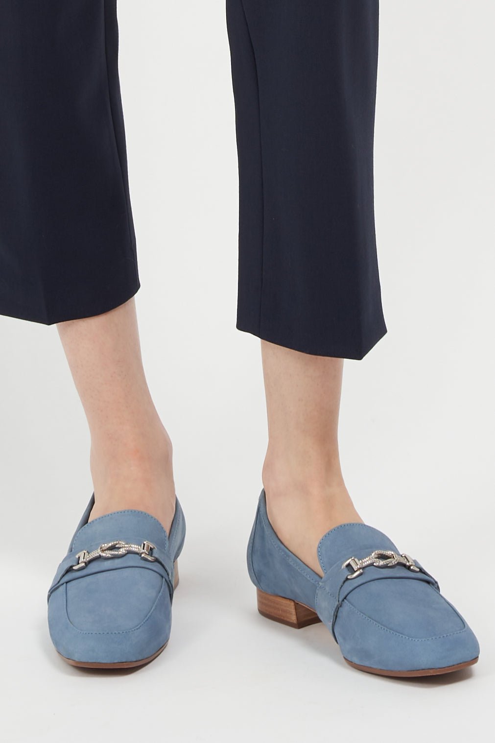 Adonis Blue Nubuck Leather Loafer Comfortable Heel_3528