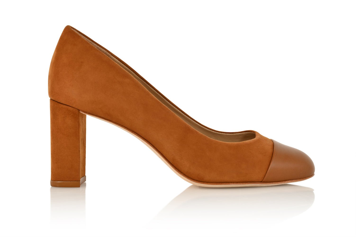 Sandra Autumn Kid Suede/ Autumn Soft Lux Leather Cap Toe Comfortable Heel_3327