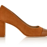 Sandra Autumn Kid Suede/ Autumn Soft Lux Leather Cap Toe Comfortable Heel_3327