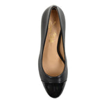 Sandra Black Soft Lux Leather/ Black Patent Comfortable Heel_3305