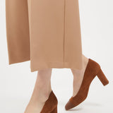 Sandra Autumn Kid Suede/ Autumn Soft Lux Leather Cap Toe Comfortable Heel_3328