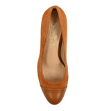 Sandra Autumn Kid Suede/ Autumn Soft Lux Leather Cap Toe Comfortable Heel_3333