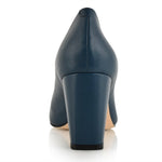 Sandra Indigo Blue Soft Lux Leather/ Black Soft Lux Leather Cap Toe Comfortable Heel_3318