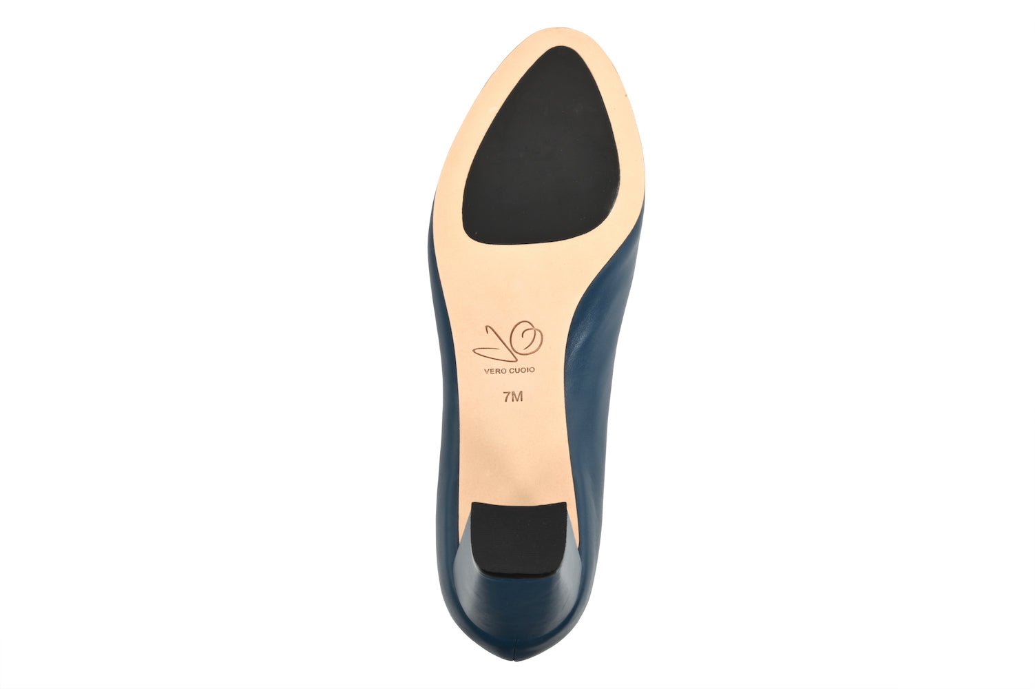 Sandra Indigo Blue Soft Lux Leather/ Black Soft Lux Leather Cap Toe Comfortable Heel_3320