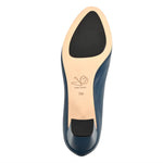 Sandra Indigo Blue Soft Lux Leather/ Black Soft Lux Leather Cap Toe Comfortable Heel_3320