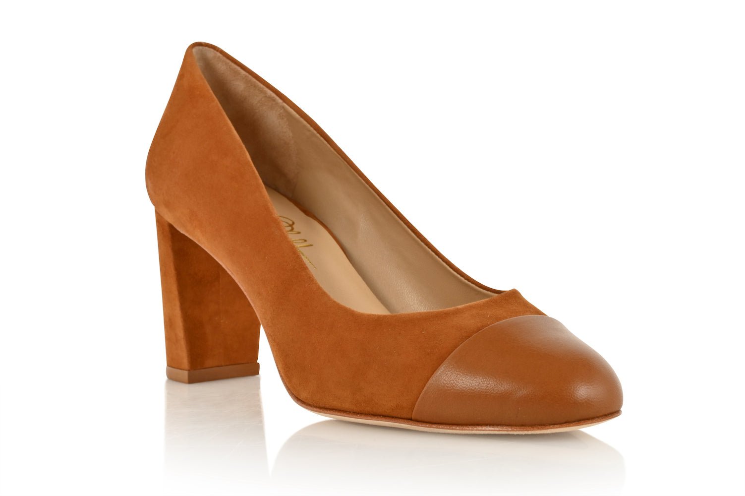 Sandra Autumn Kid Suede/ Autumn Soft Lux Leather Cap Toe Comfortable Heel_3330