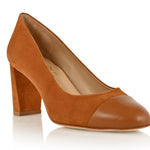 Sandra Autumn Kid Suede/ Autumn Soft Lux Leather Cap Toe Comfortable Heel_3330