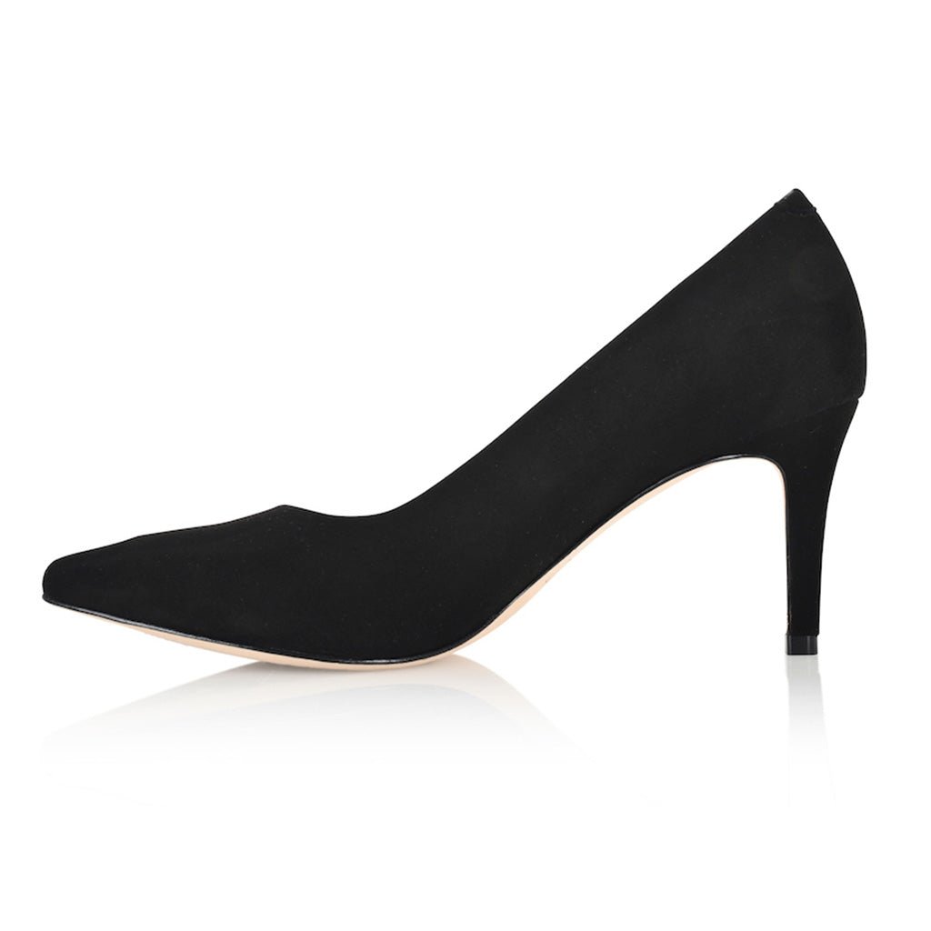 Deborah Black Kid Suede Comfortable Heel_1704