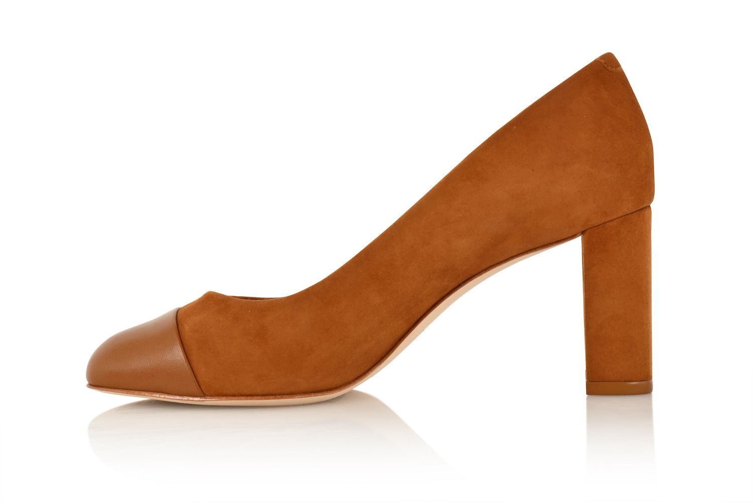 Sandra Autumn Kid Suede/ Autumn Soft Lux Leather Cap Toe Comfortable Heel_3329