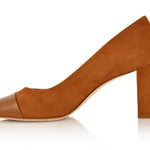 Sandra Autumn Kid Suede/ Autumn Soft Lux Leather Cap Toe Comfortable Heel_3329