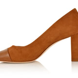 Sandra Autumn Kid Suede/ Autumn Soft Lux Leather Cap Toe Comfortable Heel_3329