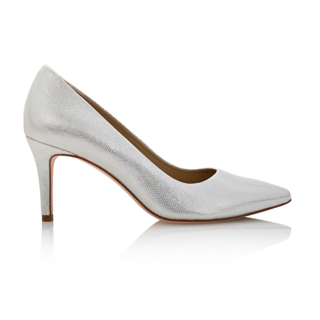 Deborah Silver Mesh Leather Comfortable Heel_3205