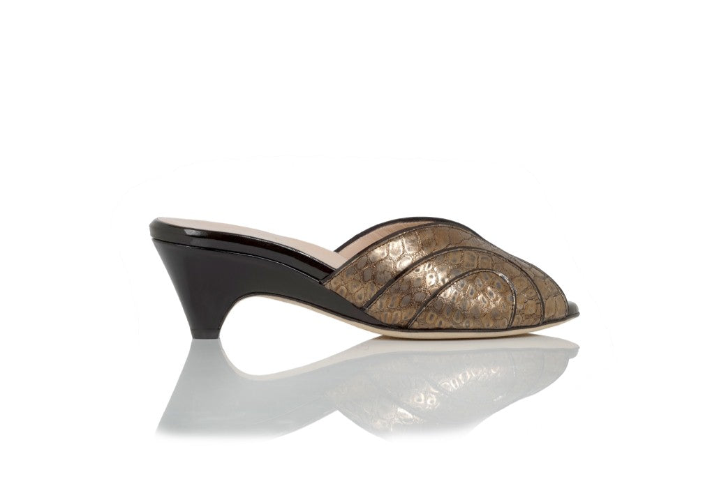 Diana Lux Peep Toe Mule Wedge Comfortable Heel_721