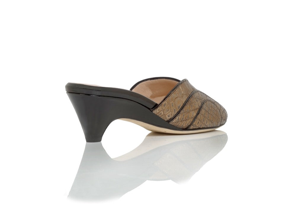 Diana Lux Peep Toe Mule Wedge Comfortable Heel_724