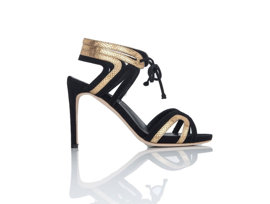 Goddess Black & Gold Comfortable Heel_1792